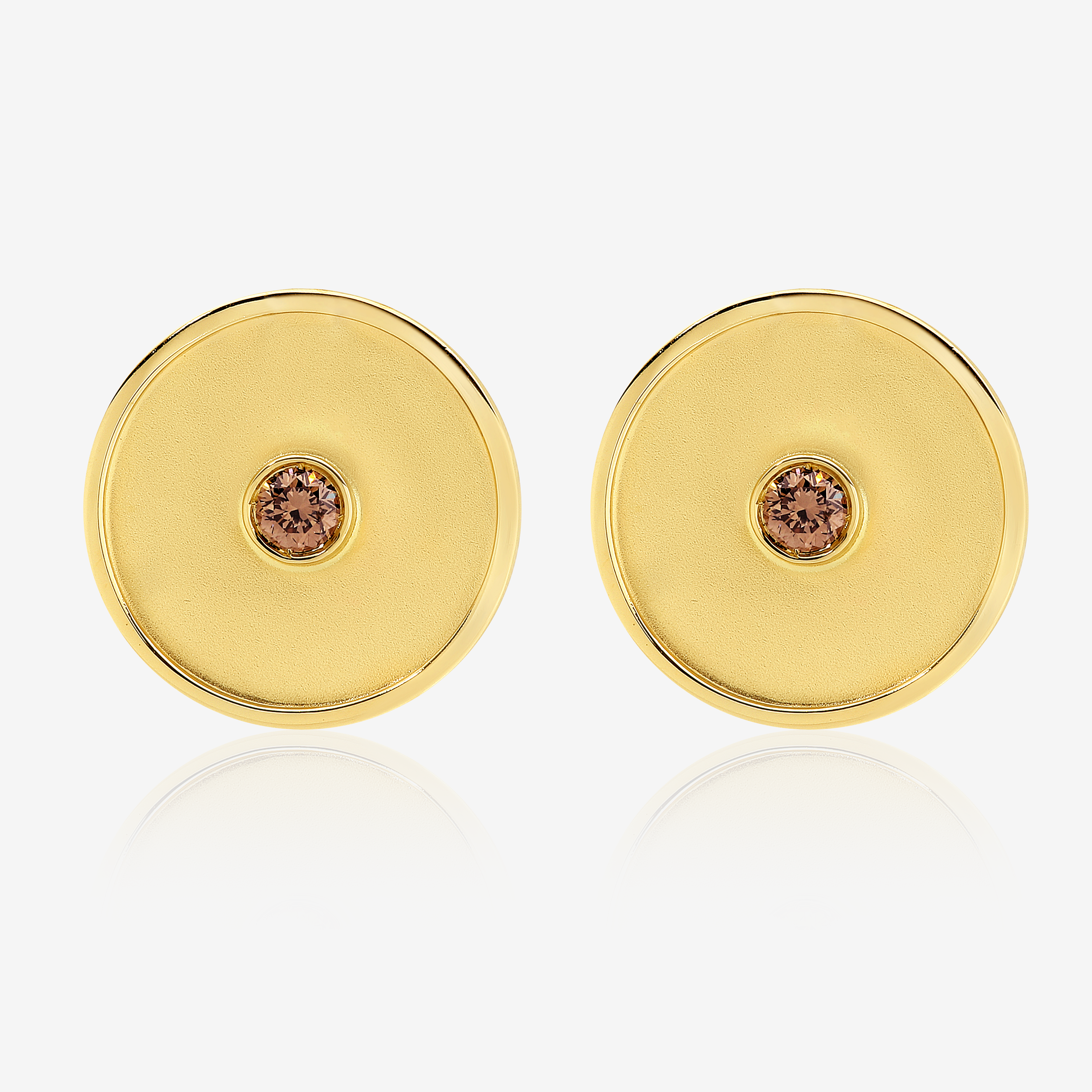 Satin Disk Earrings - 9YG