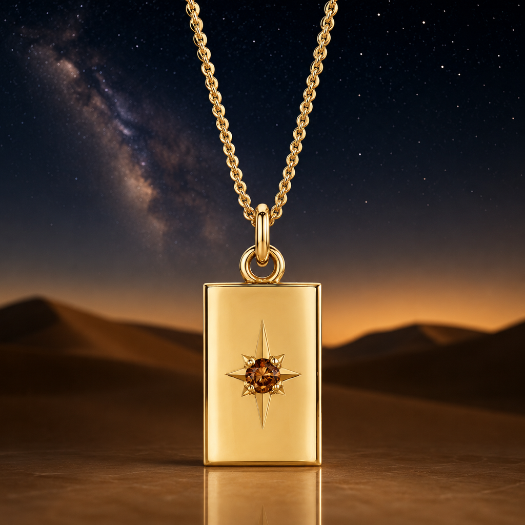 Desert Star Rectangle Pendant- 9YG