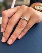 Sunlit Oval ring in 18ct yellow and white gold, worn