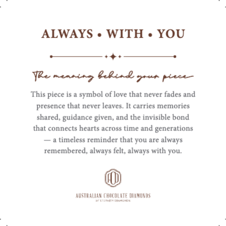 The ALWAYS • WITH • YOU Meaning Card, printed with the meaning behind the piece