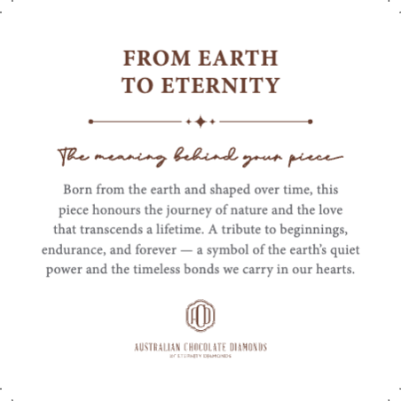 The FROM EARTH TO ETERNITY Meaning Card, printed with the meaning behind the piece