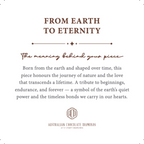 The FROM EARTH TO ETERNITY Meaning Card, printed with the meaning behind the piece