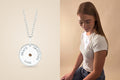 Grace Love Gratitude Meaning Pendant – silver pendant and worn by model