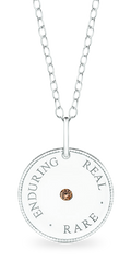 ENDURING • RARE • REAL Meaning Pendant in sterling silver, set with an Australian Chocolate Diamond