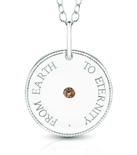 FROM EARTH TO ETERNITY Meaning Pendant in sterling silver, set with an Australian Chocolate Diamond