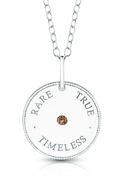 RARE • TIMELESS • TRUE Meaning Pendant in sterling silver, set with an Australian Chocolate Diamond