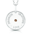 LOVE • GRATITUDE • STRENGTH Meaning Pendant in sterling silver, set with an Australian Chocolate Diamond