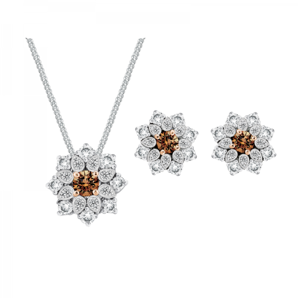 Chocolate Snowflakes Diamond Earrings and Pendants