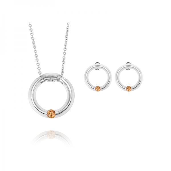 Endless Circle Chocolate Diamond Pendant and Earrings