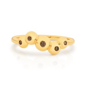 3353 Chocolate Bubble Nest ring in 9ct yellow gold with Australian Chocolate Diamonds