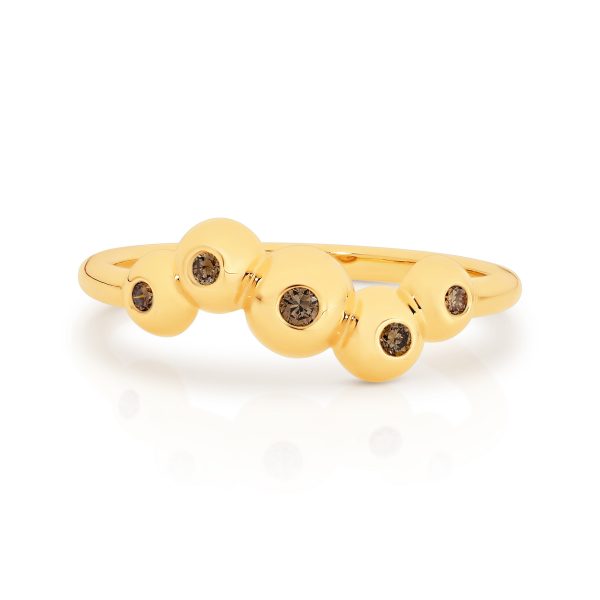 3353 Chocolate Bubble Nest ring in 9ct yellow gold with Australian Chocolate Diamonds