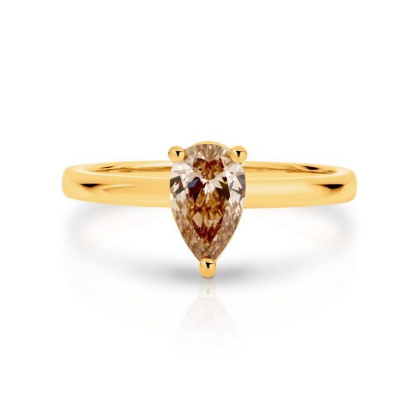 3351 Classic Pear solitaire ring with an Australian Chocolate Diamond