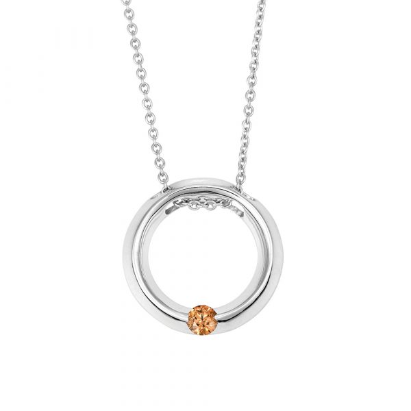 Sterling Silver Circle Australian Chocolate Diamond Pendant