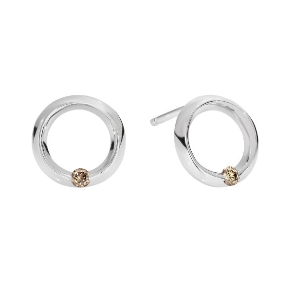 Sterling Silver Circle Studs with Australian Chocolate Diamonds